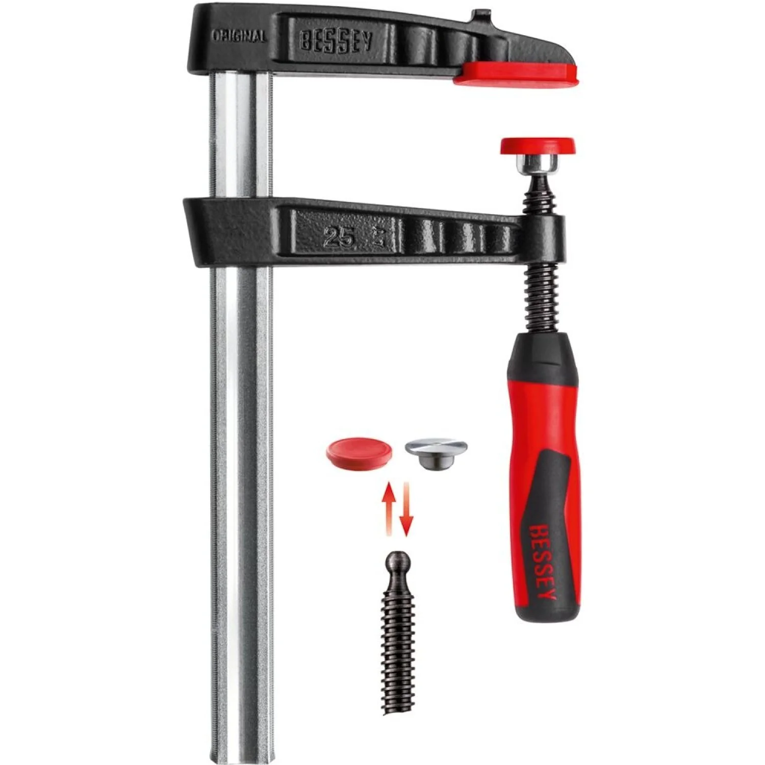 Bessey TG4.540+2K Clamp, woodworking, F-style, 2K handle, replaceable pads, 4.5 In. x 40 In., 1000 lb