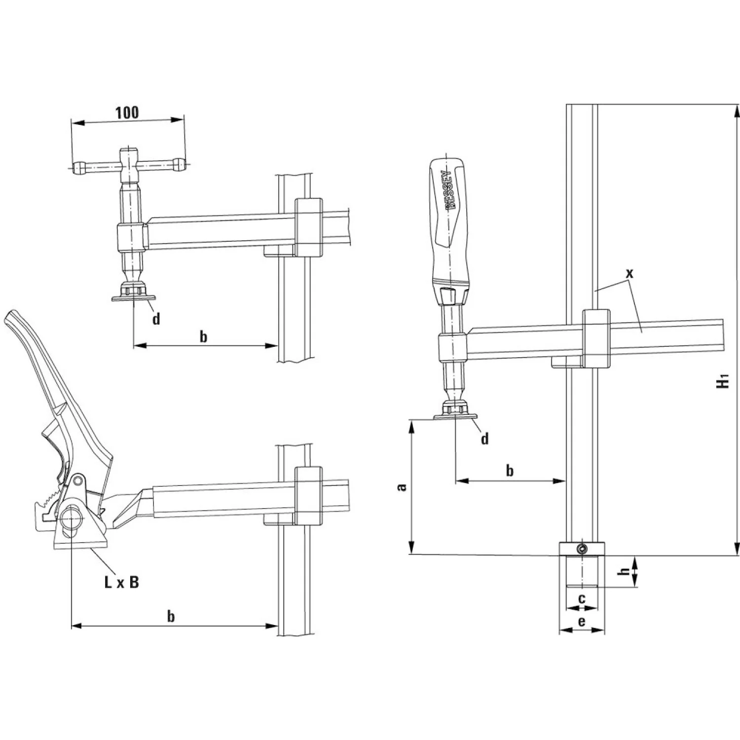 Bessey TWV16-20-15H Table Clamp, variable, lever, 16 mm - Image 9
