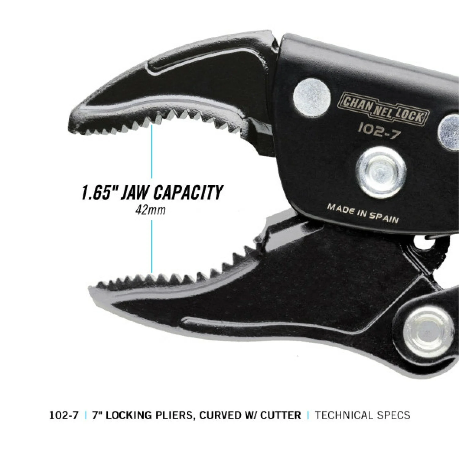 Channellock 102-7 7-Inch Curved Jaw Locking Pliers With Cutter - Image 5