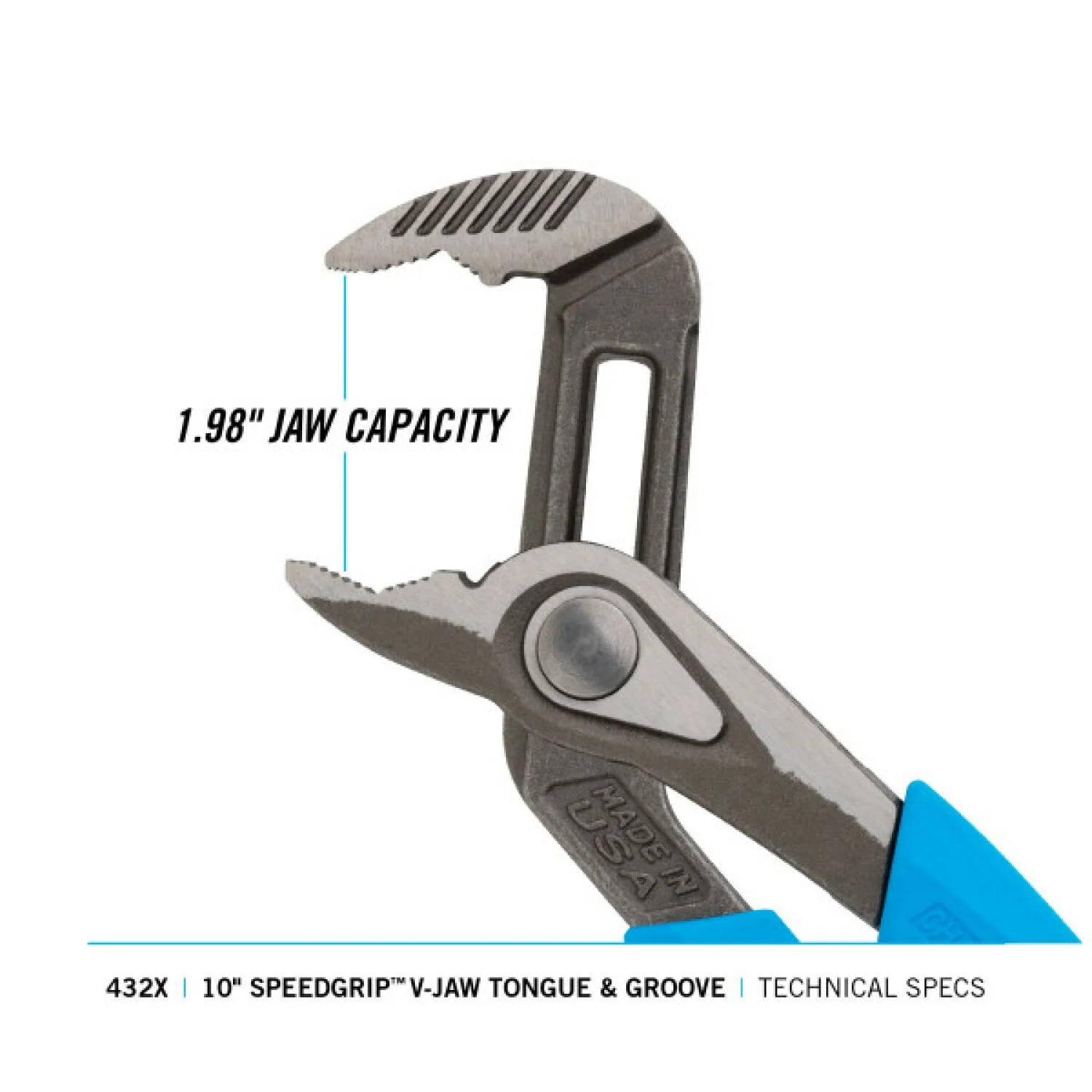 Channellock 432X 10-inch Speedgrip V-Jaw Tongue & Groove Pliers - Image 5