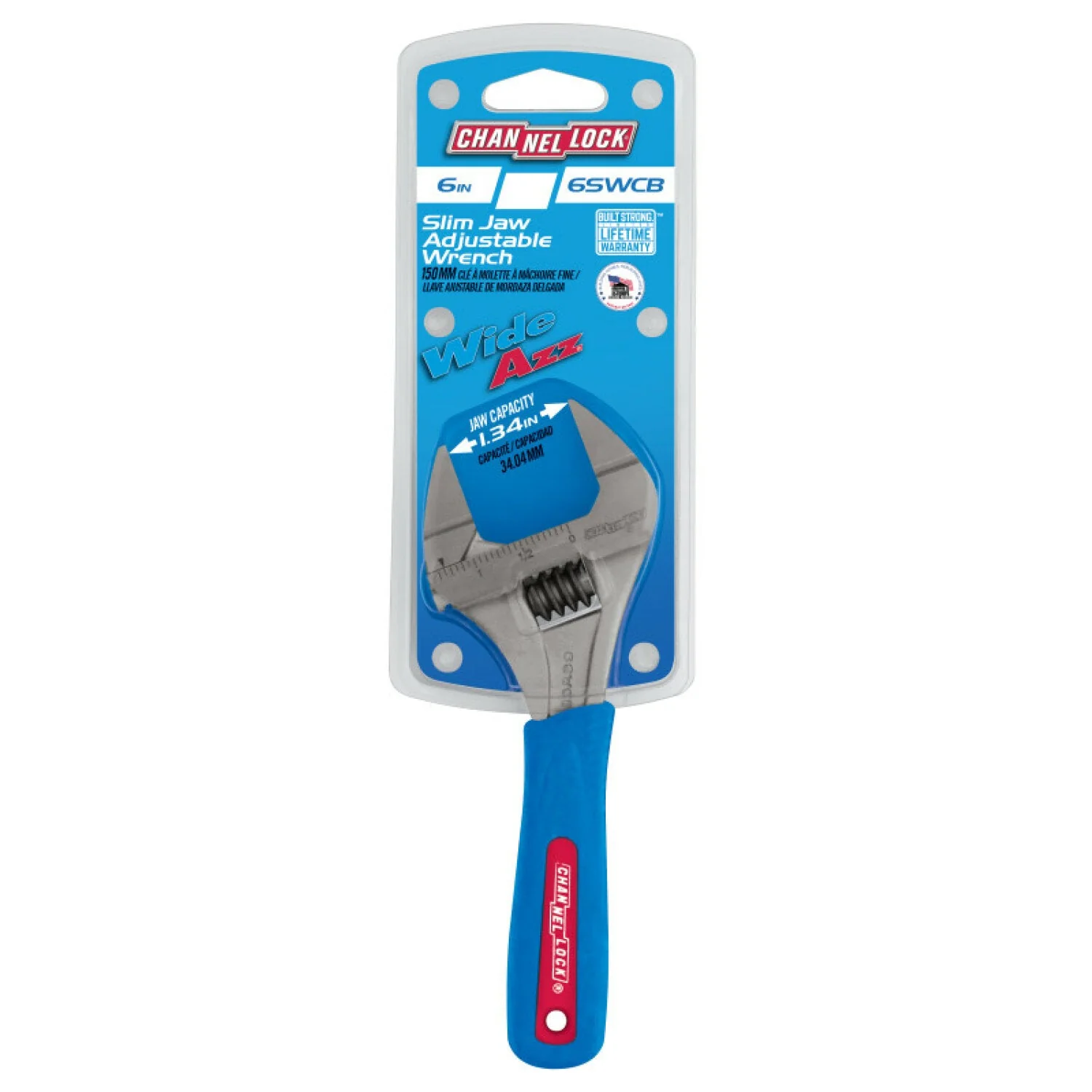 Channellock 6SWCB 6-inch Code Blue Wideazz Slim Jaw Adjustable Wrench - Image 5