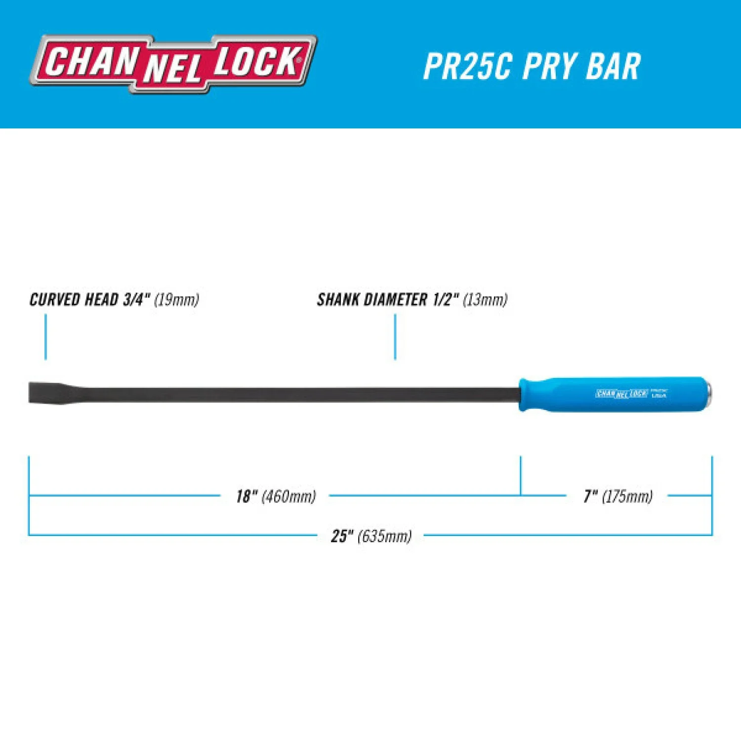 Channellock PR25C 1/2 x 18-Inch Professional Pry Bar, 25-Inch - Image 5