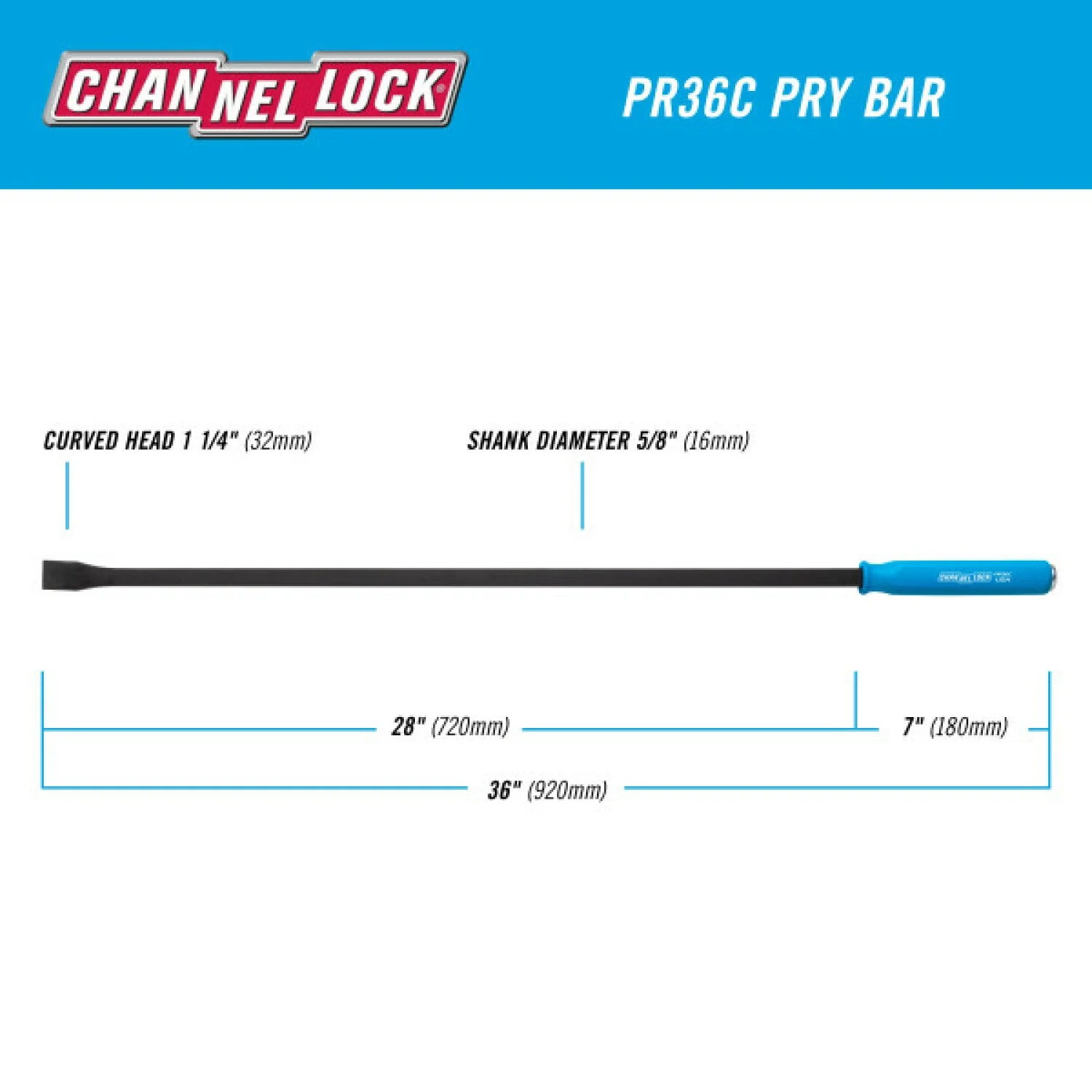 Channellock PR36C 1-1/4 x 28-Inch Professional Pry Bar, 36-Inch - Image 5