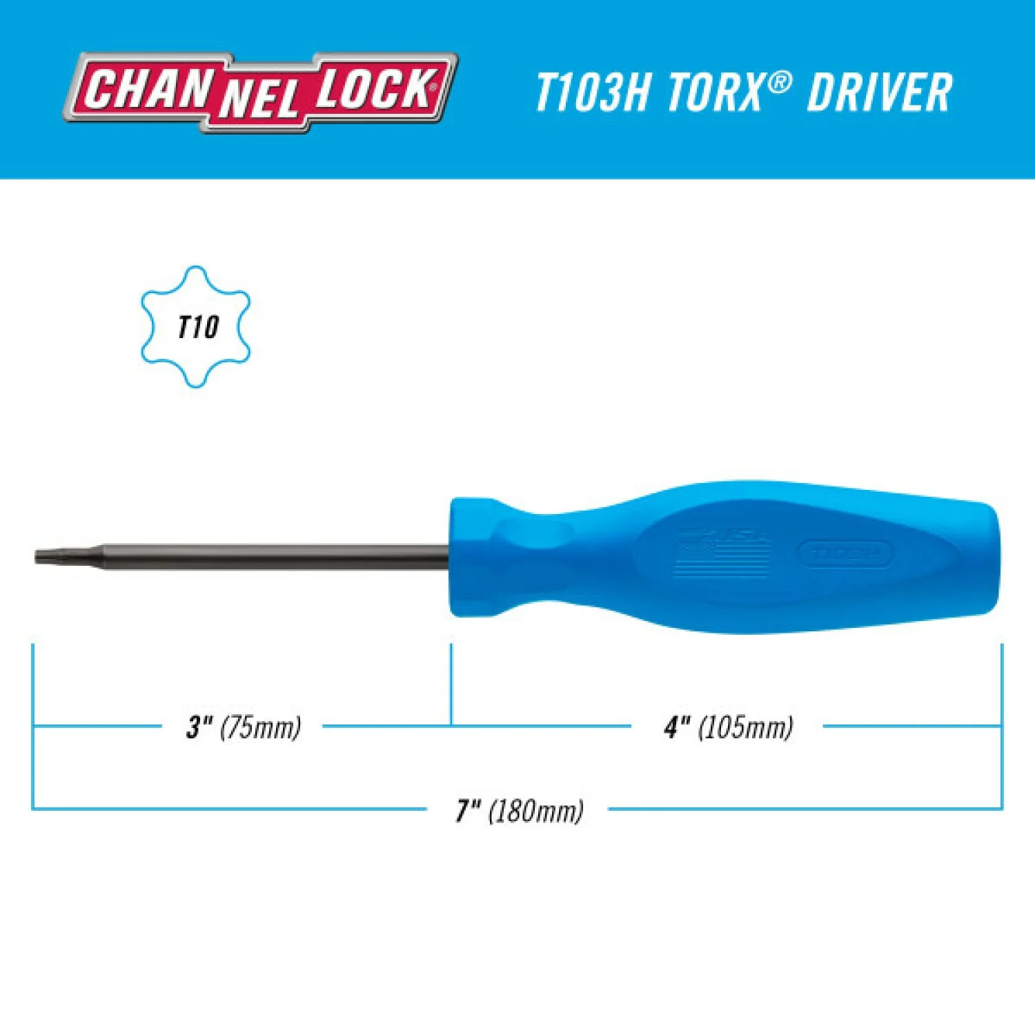 Channellock T103H TORX T10 X 3-Inch Professional Screwdriver - Image 5