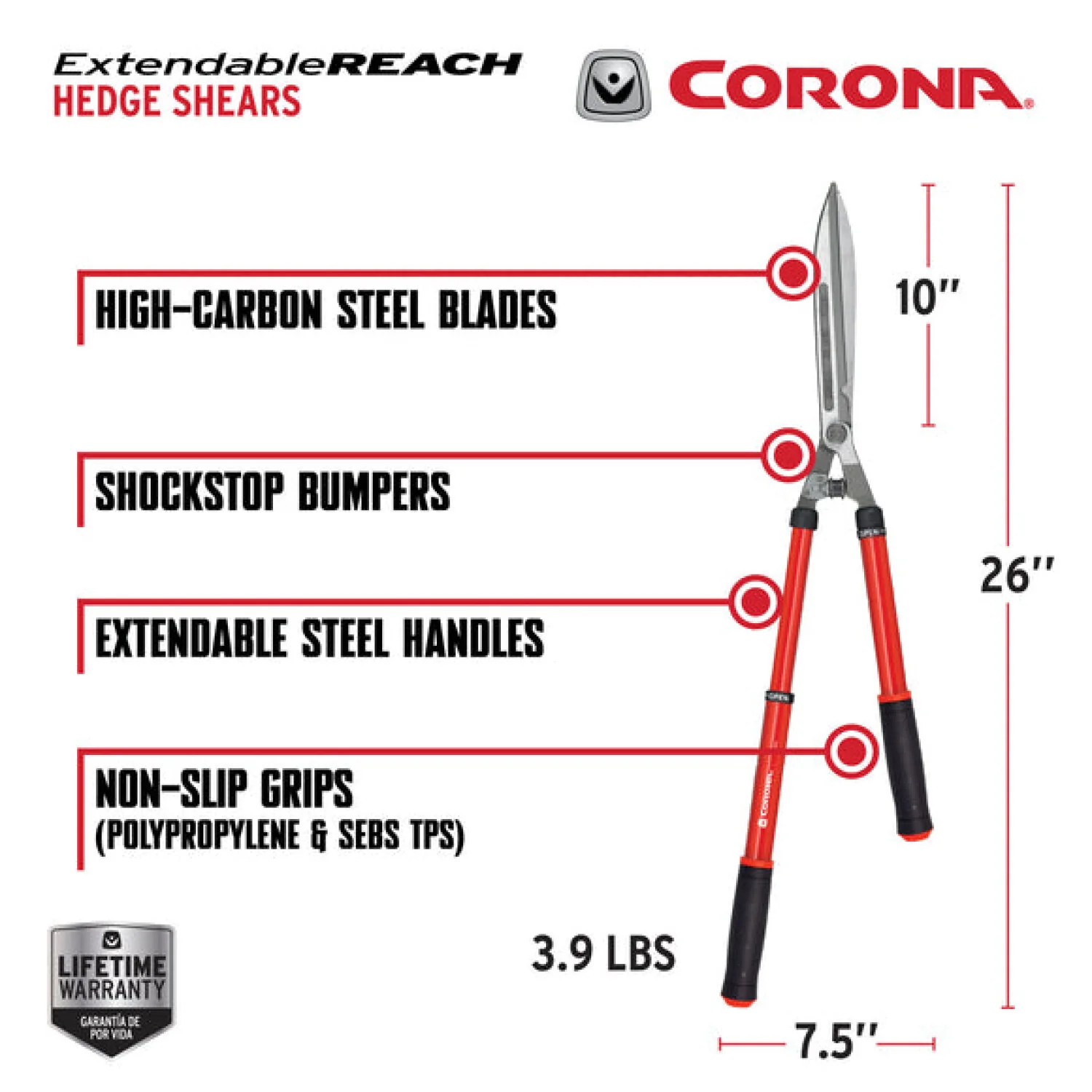 Corona HS 3950 ExtendableREACH Hedge Shears - 10 Inch - Image 11
