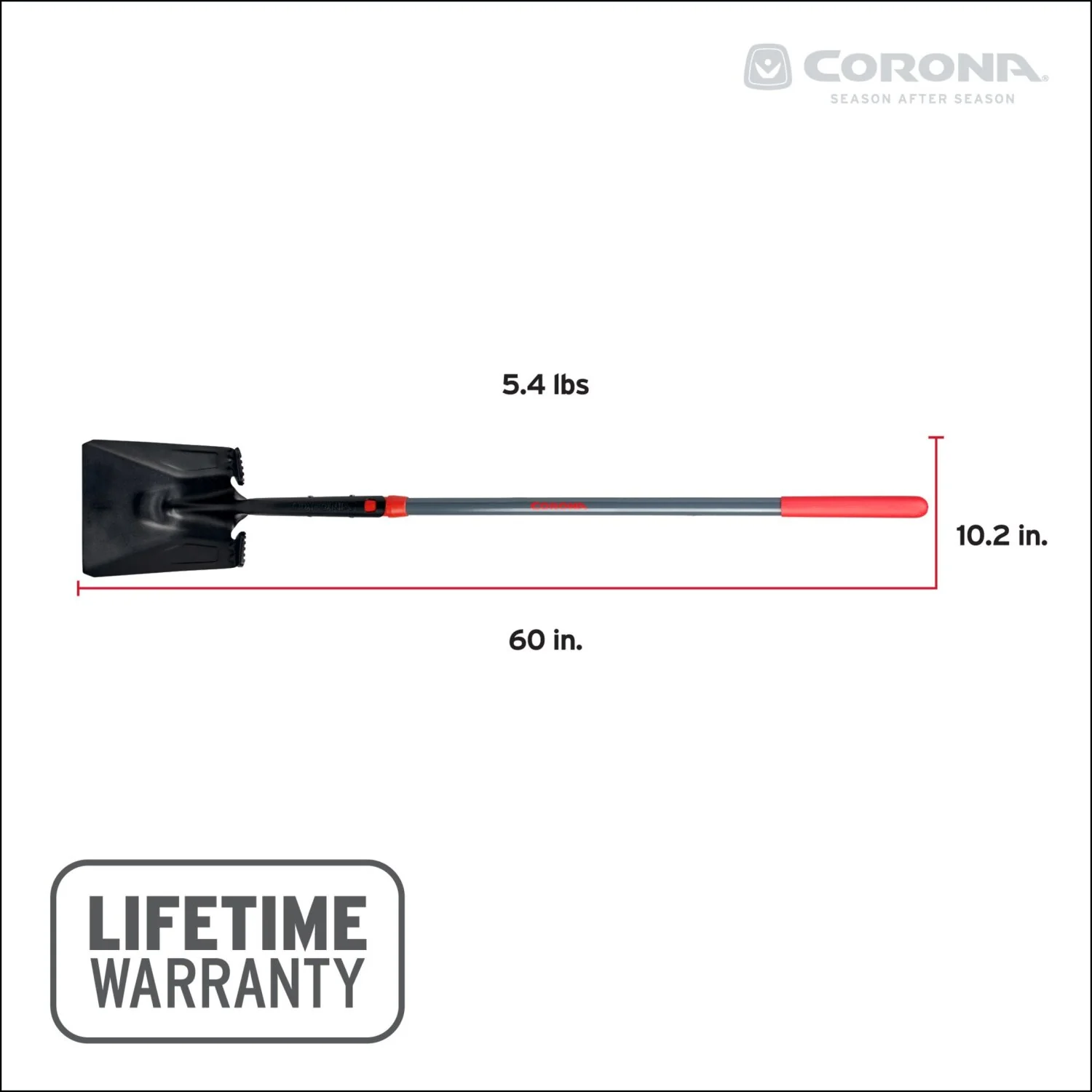 Corona SS16020 Boron Steel 14-Gauge Square Point Shovel, Fiberglass Handle - Image 3