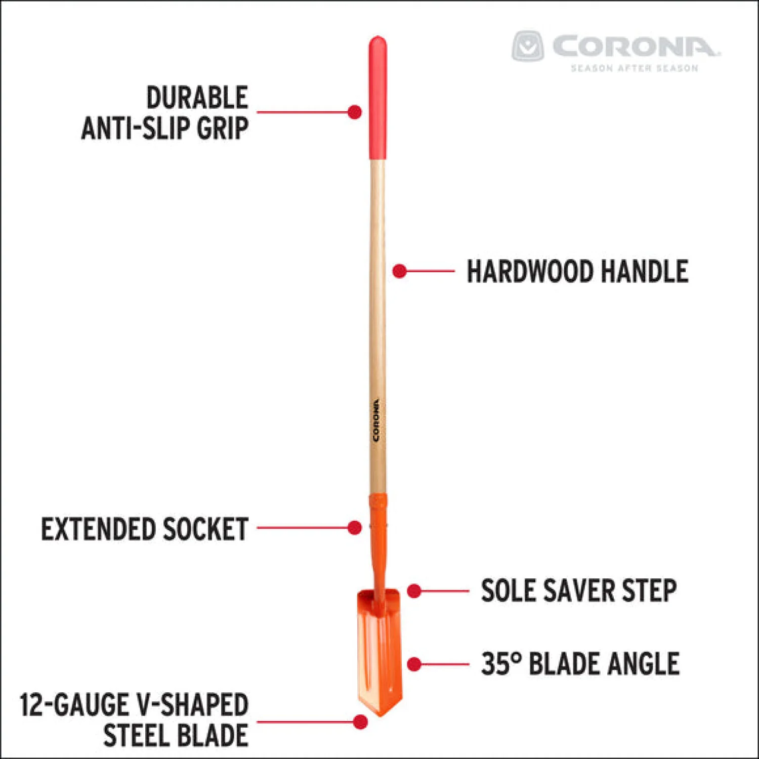 Corona SS16400 Trench Hardwood Shovel, 12 Gauge, 4 in. - Image 3