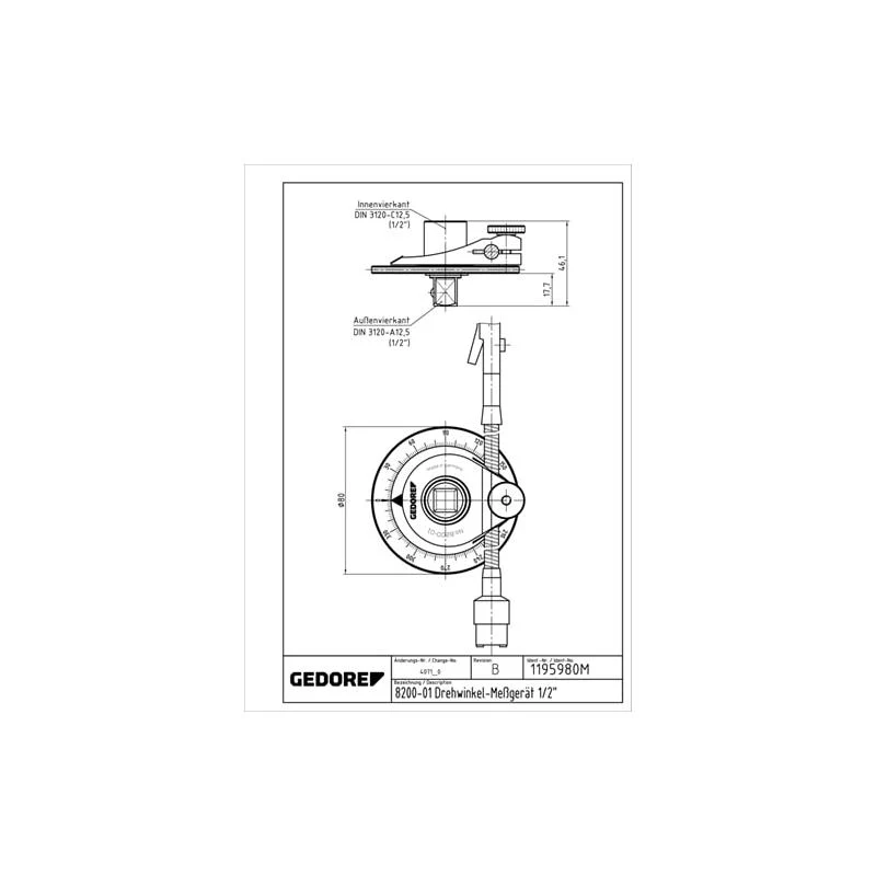 Gedore 1195980 Torque angle indicator 1/2 Inch - Image 3