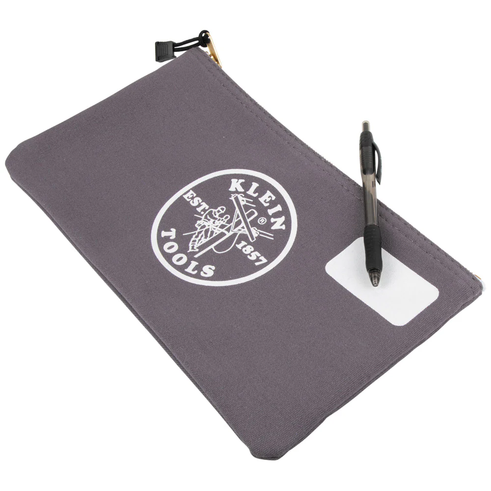 Klein Tools 55578 Zipper Bag with Divider, Canvas Tool Pouch, 7-Inch, Gray - Image 4