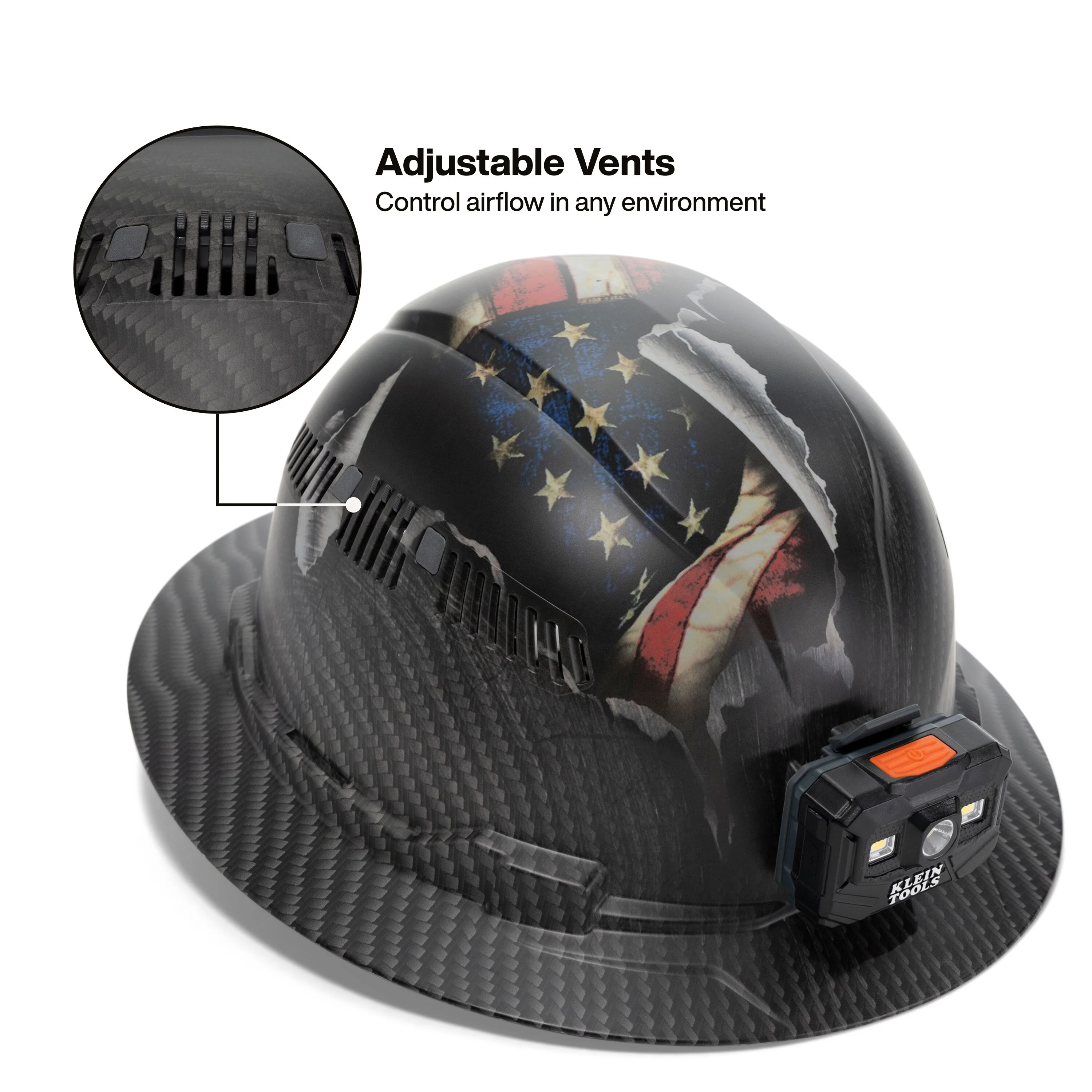 Klein Tools 60347FS Hard Hat, Freedom Series KARBN Pattern, Vented Full Brim, Class C - Image 5