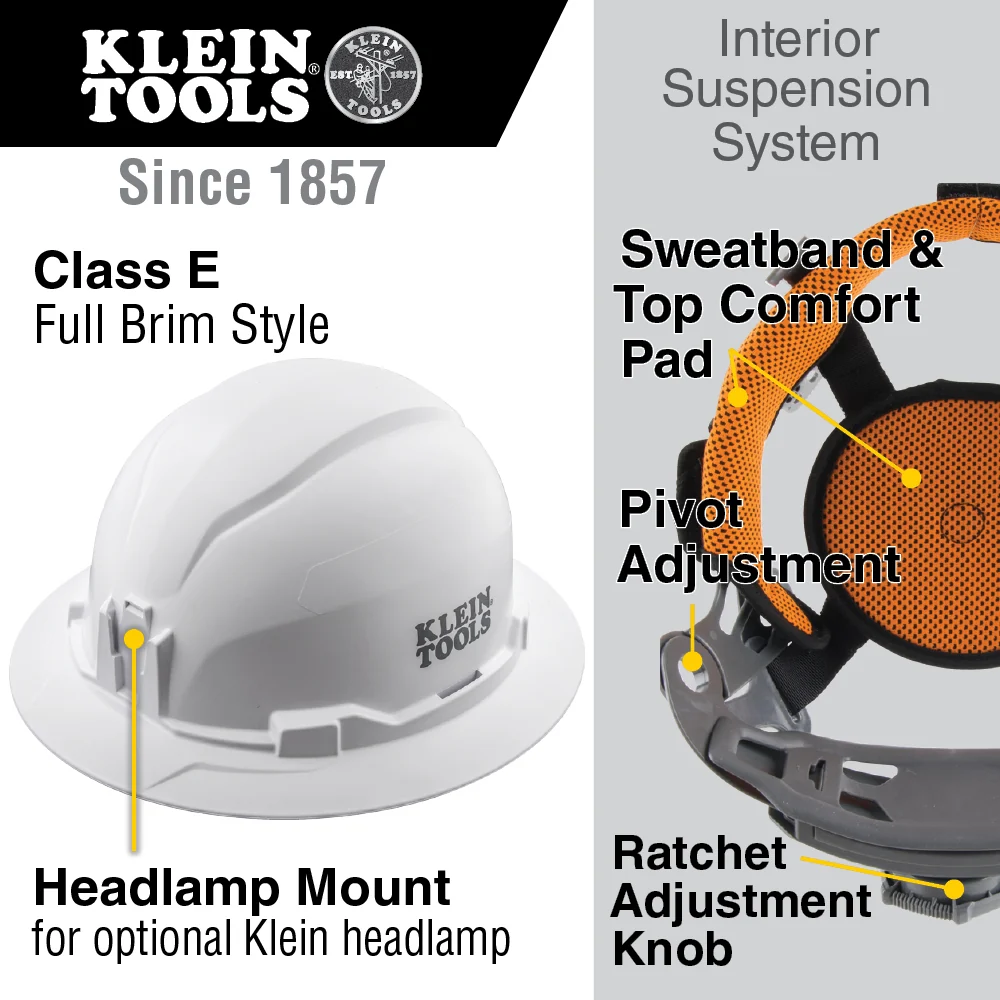 Klein Tools 60863BR Hard Hat, Non-Vented, Full Brim Style, Gray - Image 5