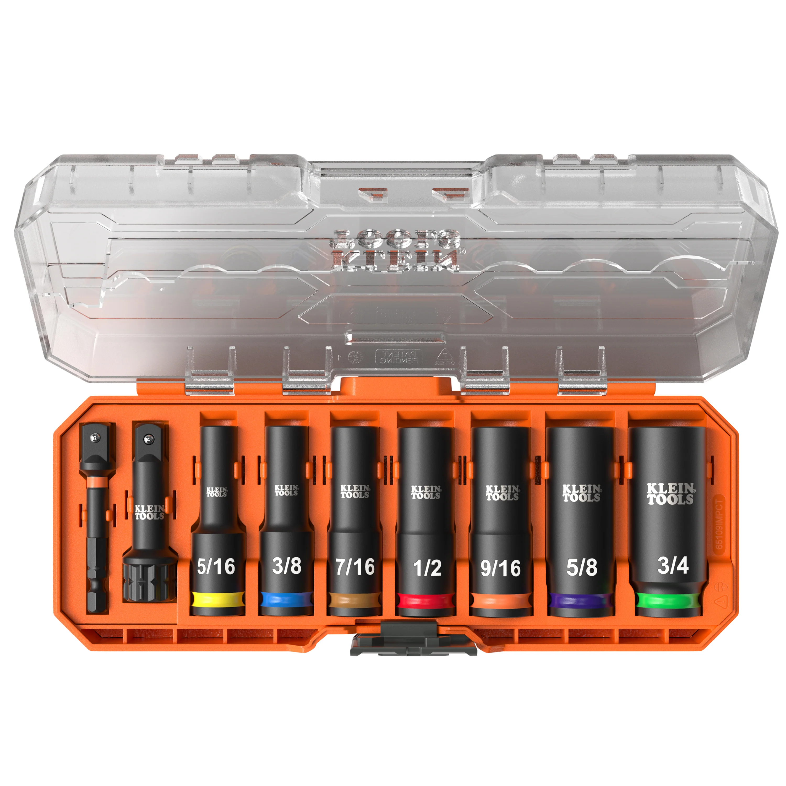 Klein Tools 65109IMPCT KNECT Deep-Well 3/8" Drive Impact Socket Set, SAE, 9 Pc.