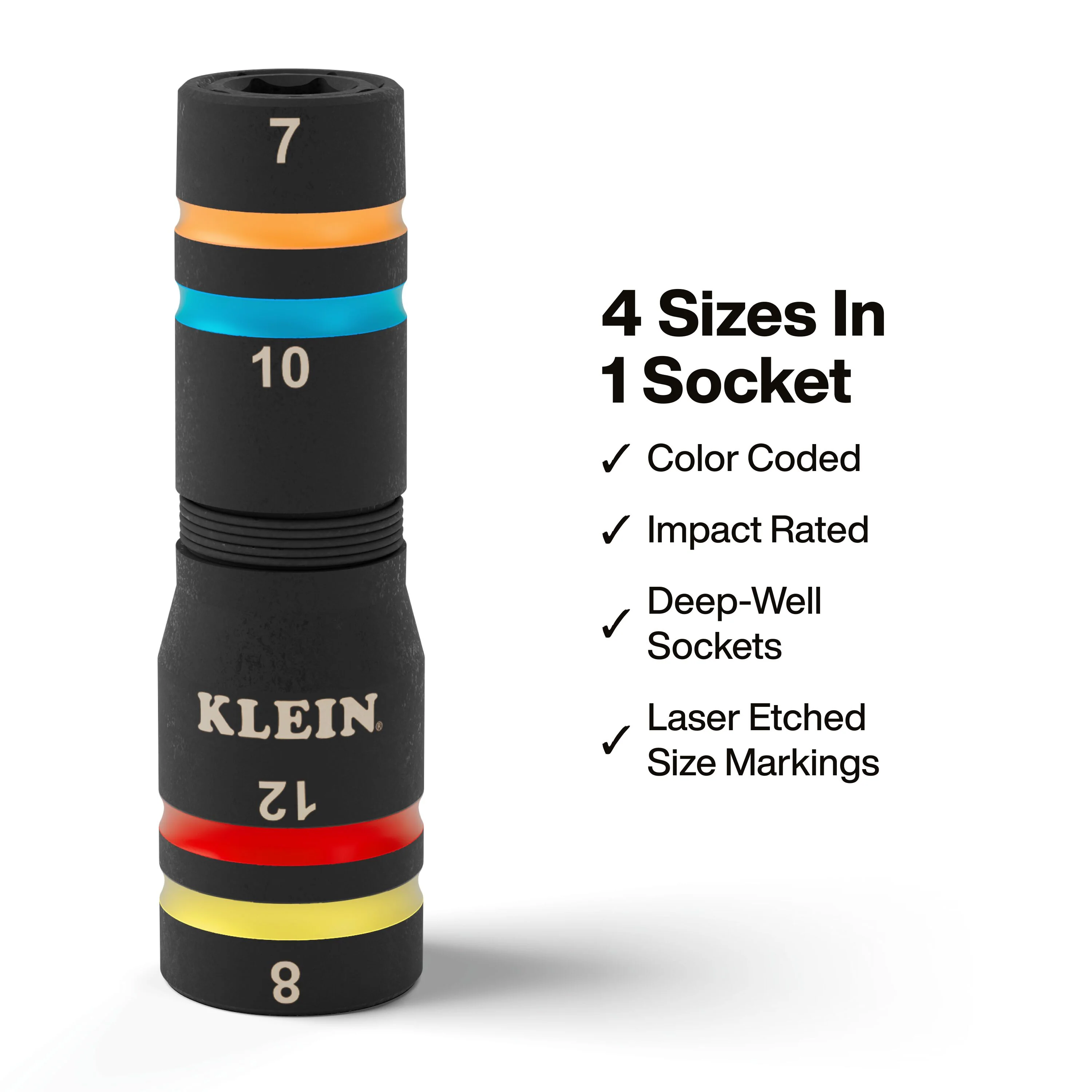 Klein Tools 651MQS Quad-4 Heavy-Duty Impact Flip Socket, Metric, 3-1/2-Inch Shaft, 2-Piece - Image 3