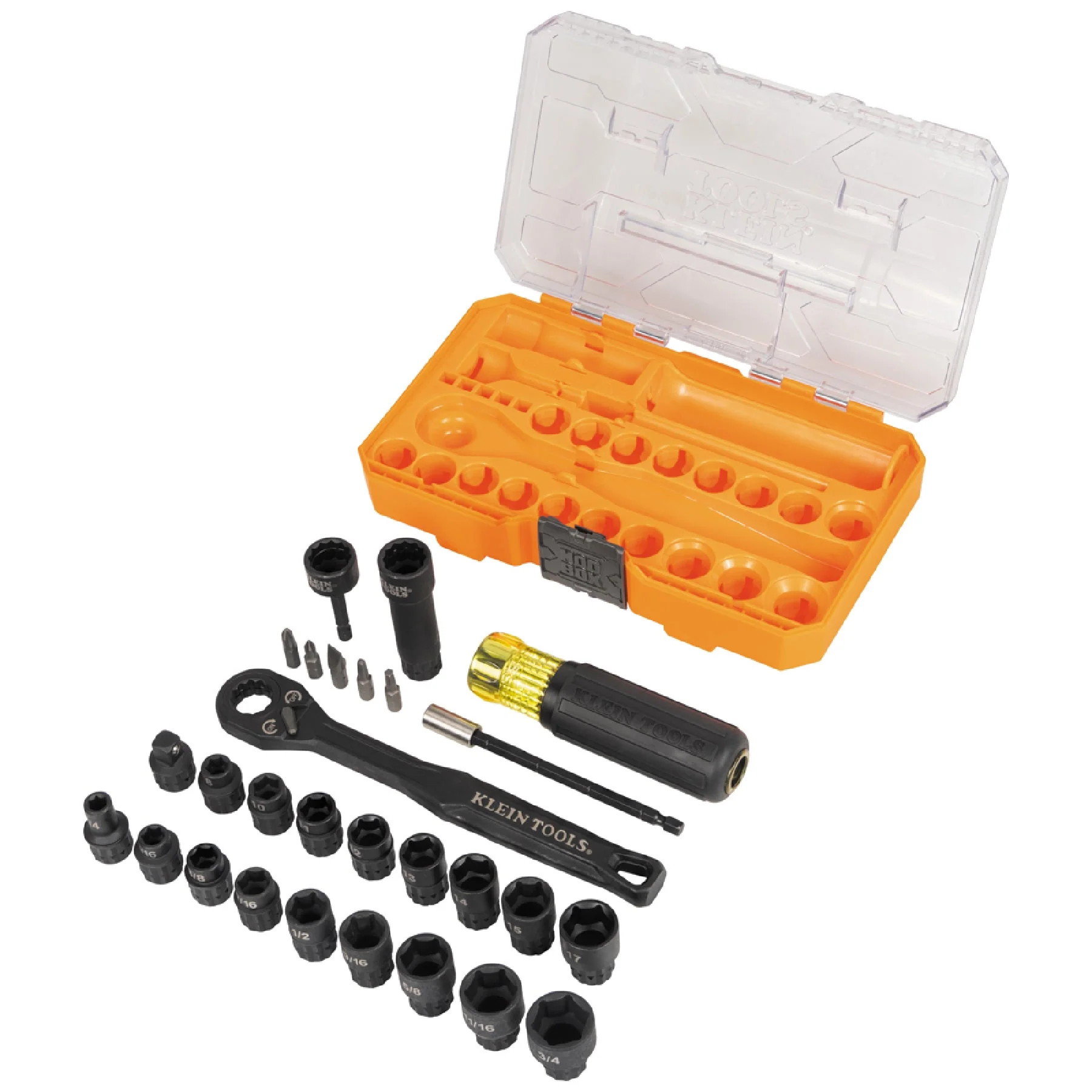 Klein Tools 65400KNECT KNECT Essential Pass Through Impact Socket Set, SAE and Metric, 28 Pc. - Image 2