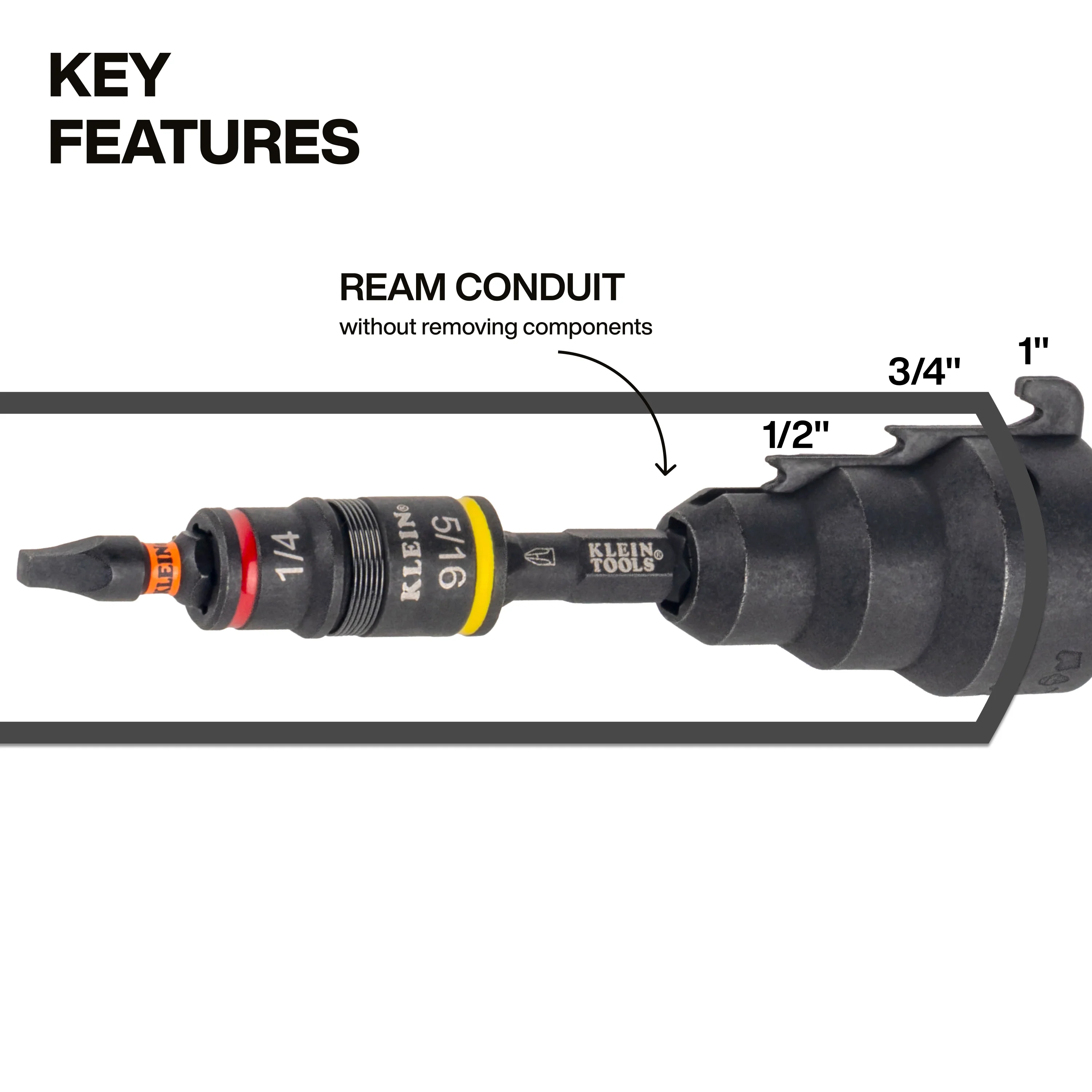 Klein Tools 85091HD Impact-Rated Flip Socket Conduit Reamer