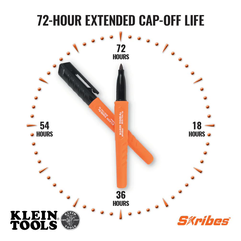 Klein Tools 8610112 Skribes Fine Tip Permanent Markers, Black, 12-Pack - Image 5