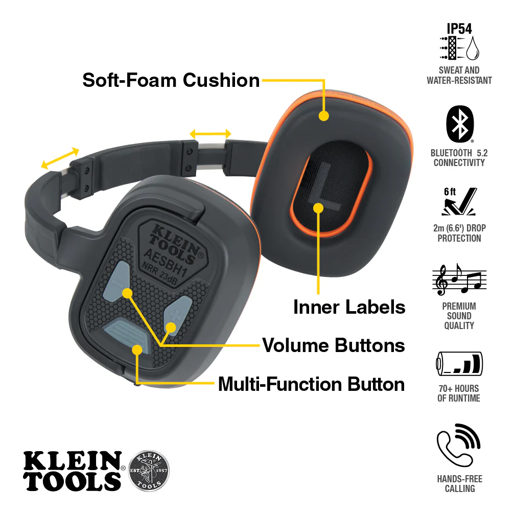 Klein Tools AESBH1 Bluetooth Behind-The-Head Earmuffs - Image 13