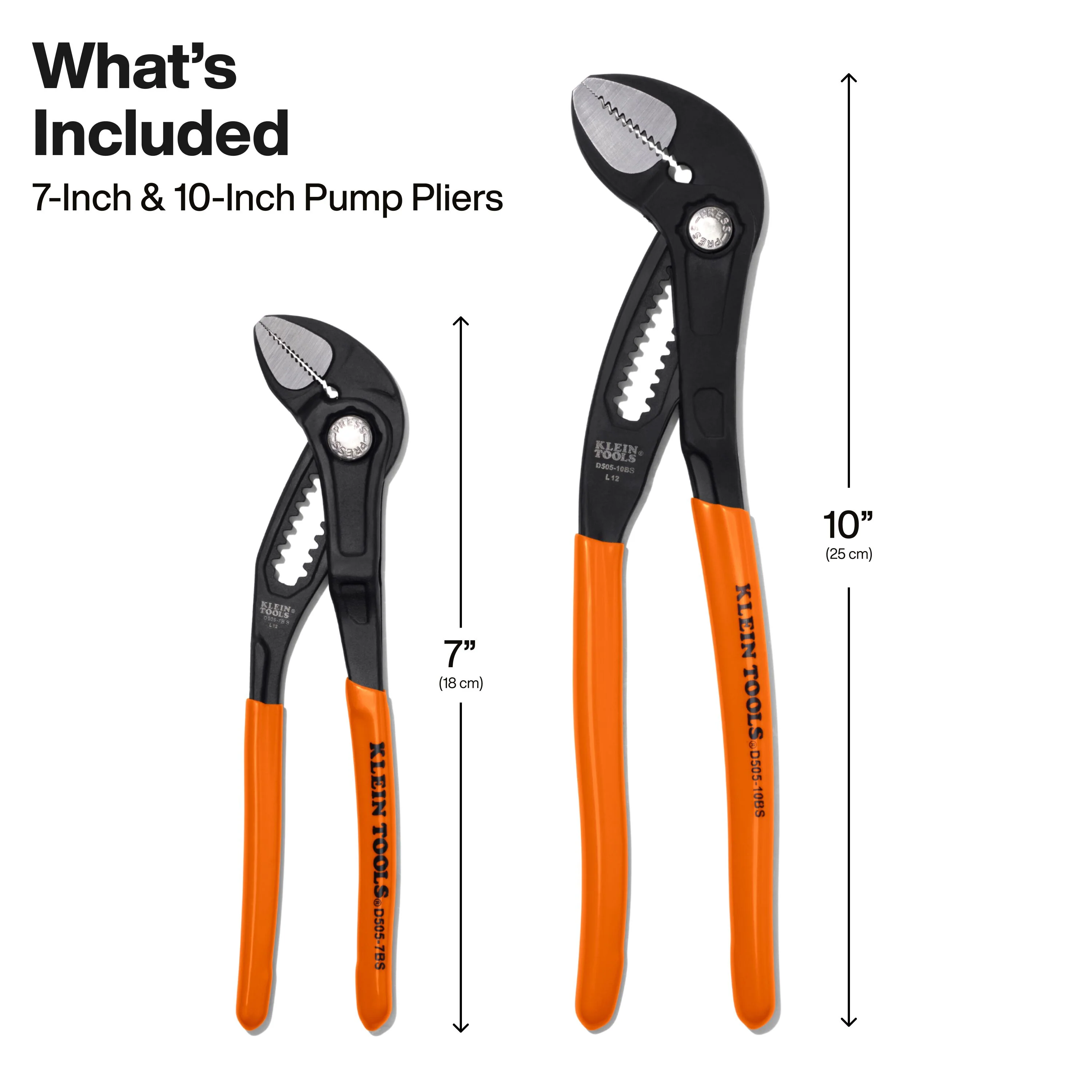 Klein Tools D5052BSKIT Straight Jaw Quick-Adjust Pump Pliers Set, 2-Piece - Image 2