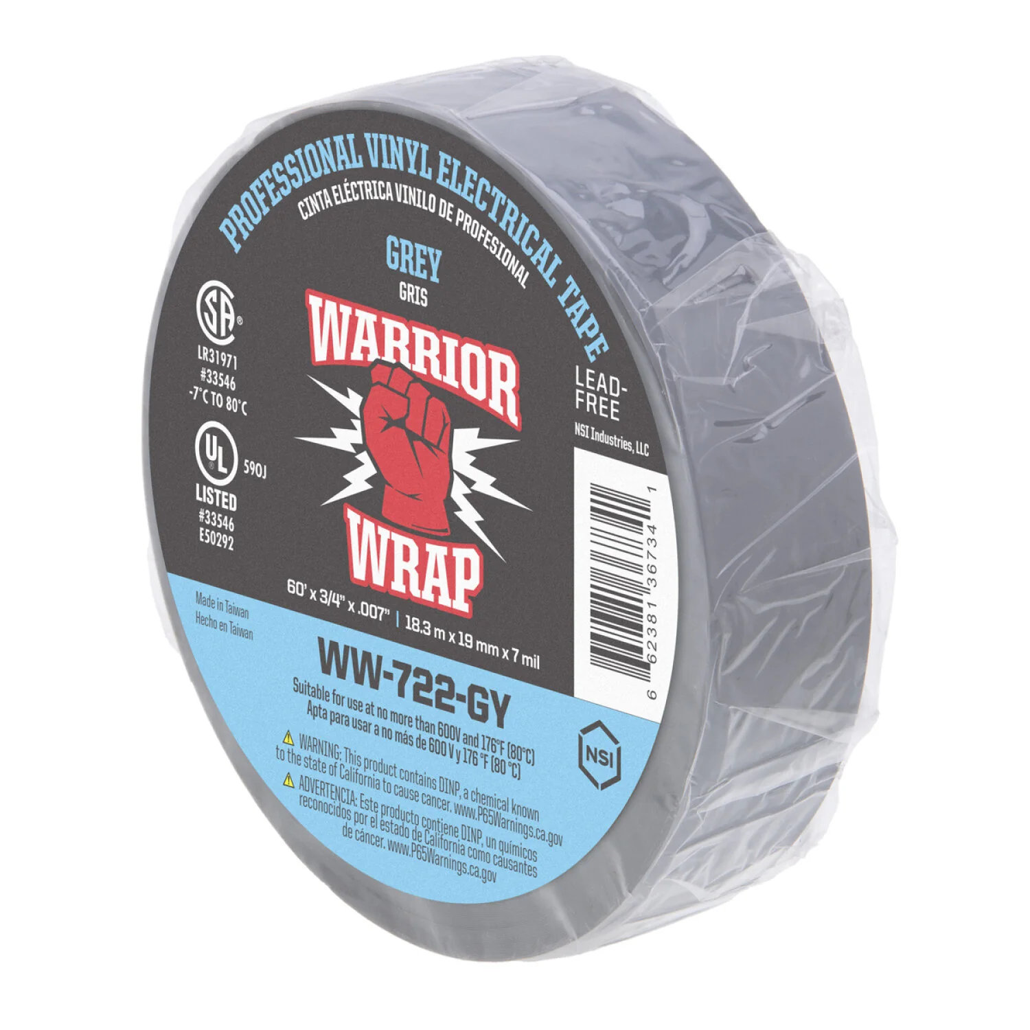 NSI WW-722-GY Professional Grey Vinyl Electrical Tape, 7mil, 60ft Long - Image 4