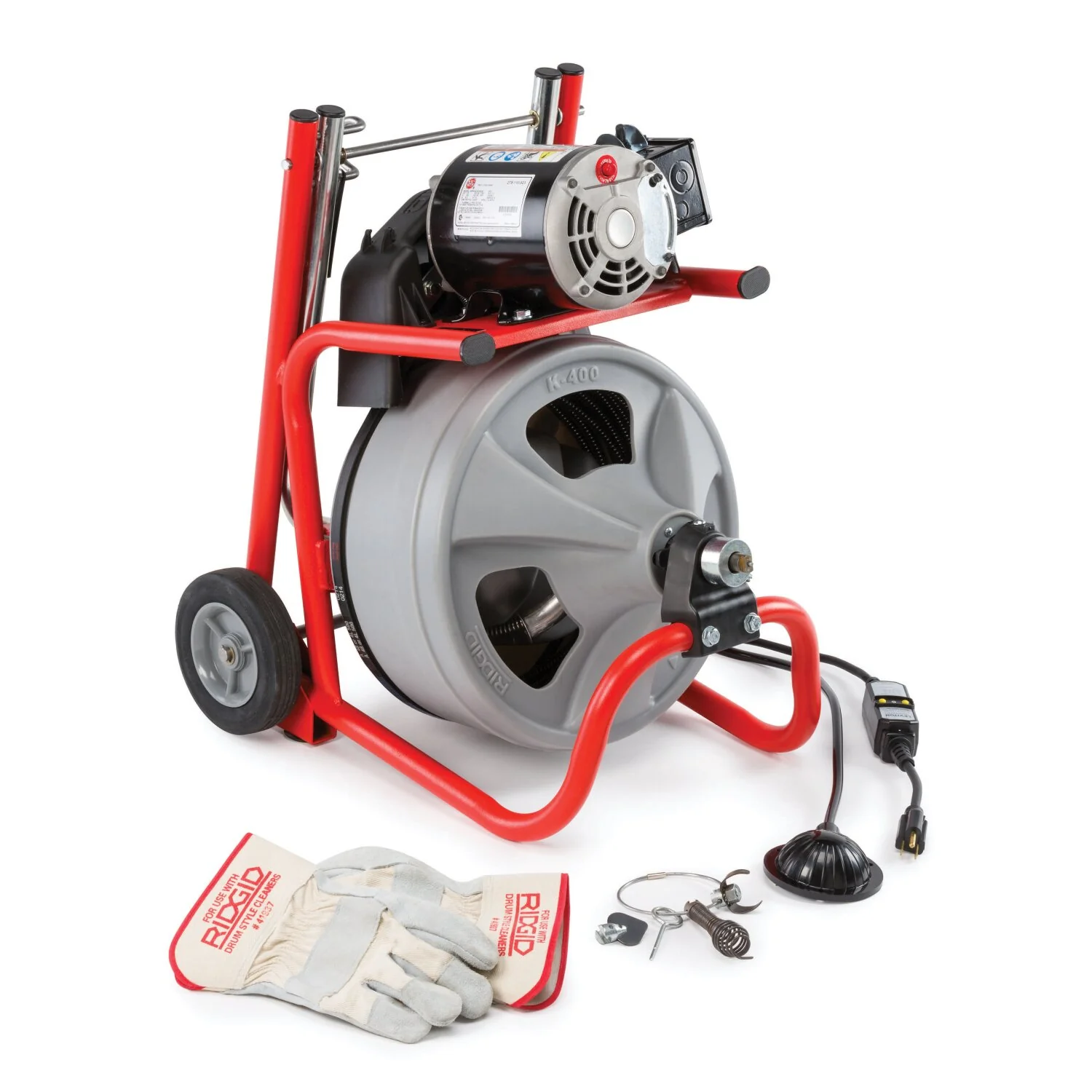 Ridgid 27013 K-400 Machine with Gloves & Std. Equipment: AUTOFEED, C-45 IW 1/2" x 75' (12 mm x 23 m) Solid Core (Integral Wound) Cable, T-260 Tool Set - Image 3