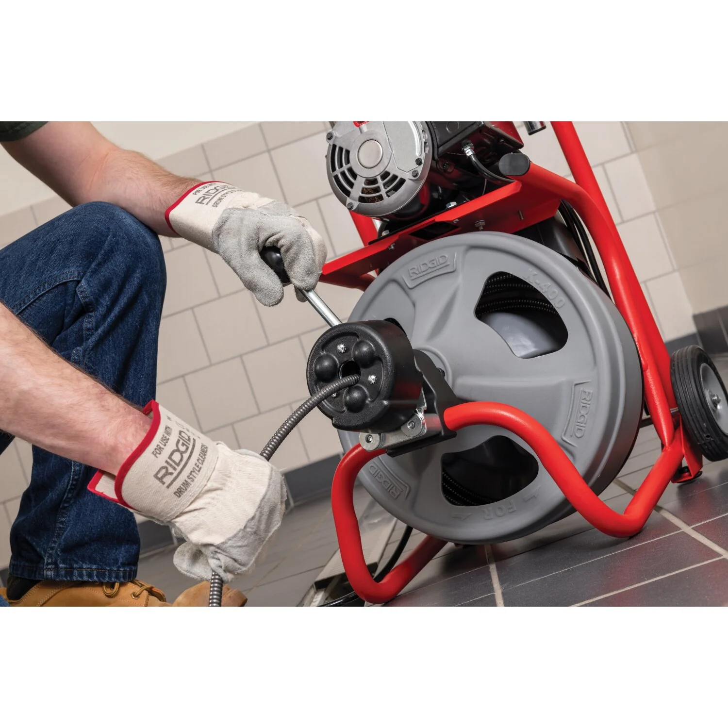 Ridgid 27013 K-400 Machine with Gloves & Std. Equipment: AUTOFEED, C-45 IW 1/2" x 75' (12 mm x 23 m) Solid Core (Integral Wound) Cable, T-260 Tool Set - Image 7