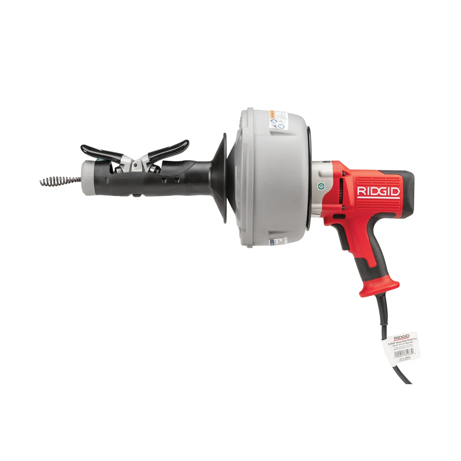 Ridgid 36058 K-45 Machine with: - C-1lC, 5/16" x 25' (8 mm x 7.6 m) Inner Core Cable with Inner Drum - C-6, 3/8" x 35' (10 mm x 10.7 m) Cable with Inner Drum - T-250