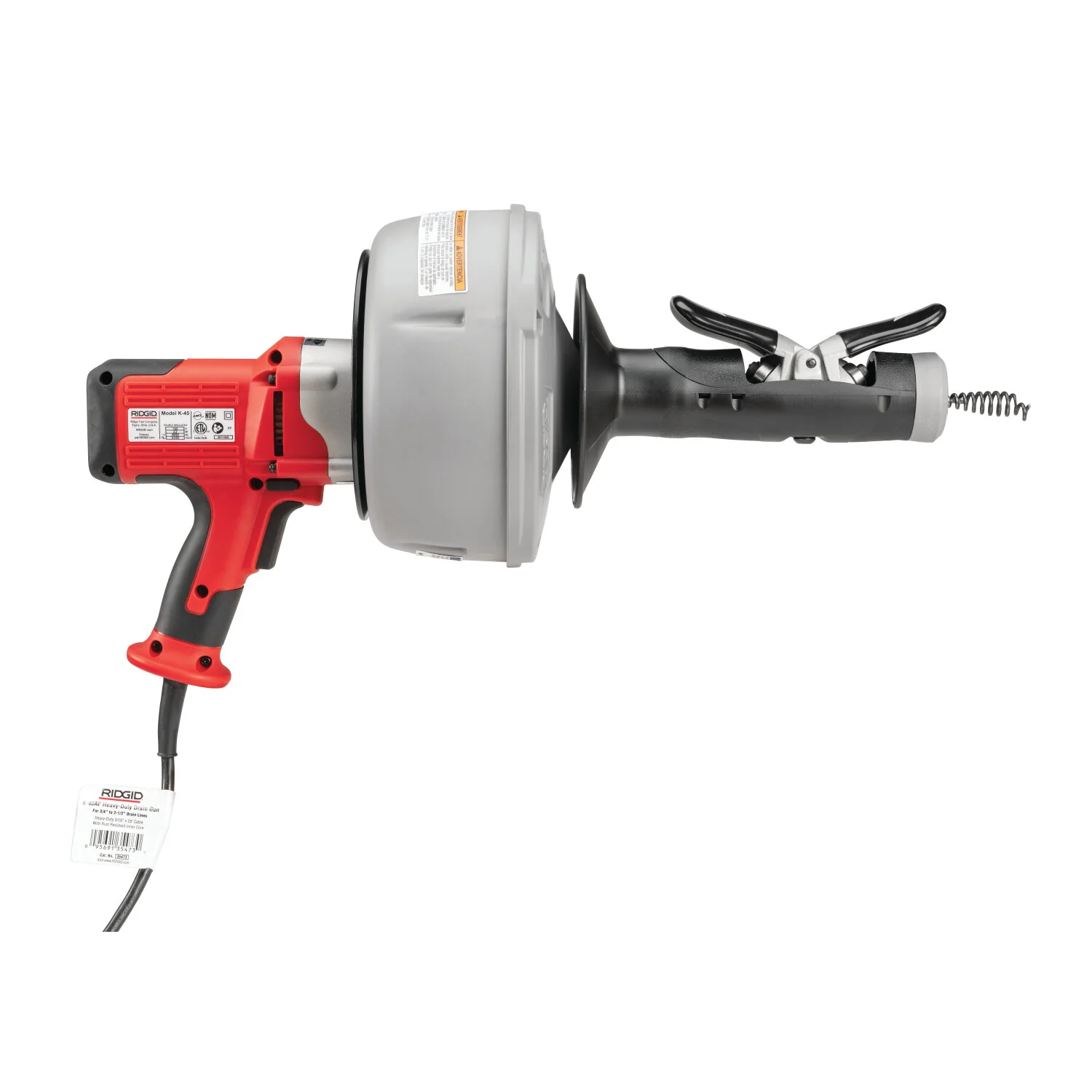Ridgid 36058 K-45 Machine with: - C-1lC, 5/16" x 25' (8 mm x 7.6 m) Inner Core Cable with Inner Drum - C-6, 3/8" x 35' (10 mm x 10.7 m) Cable with Inner Drum - T-250 - Image 5